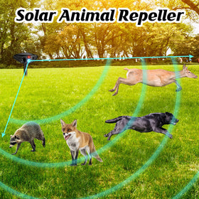 Kittmip repeller inserted into soil for garden and yard protection