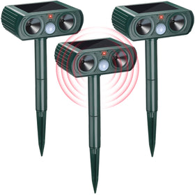 Kittmip 3-pack solar animal repeller front view for outdoor pest deterrence