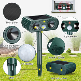 Kittmip solar animal repeller ground installation demonstrating landscape setup