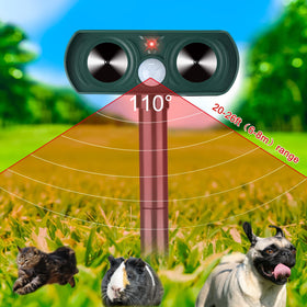 Kittmip solar animal repeller motion detector activates ultrasonic deterrence