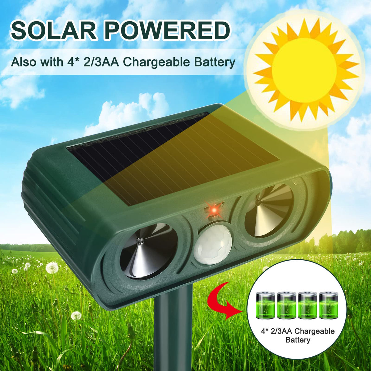 Kittmip solar animal repeller wall mount option for flexible placement