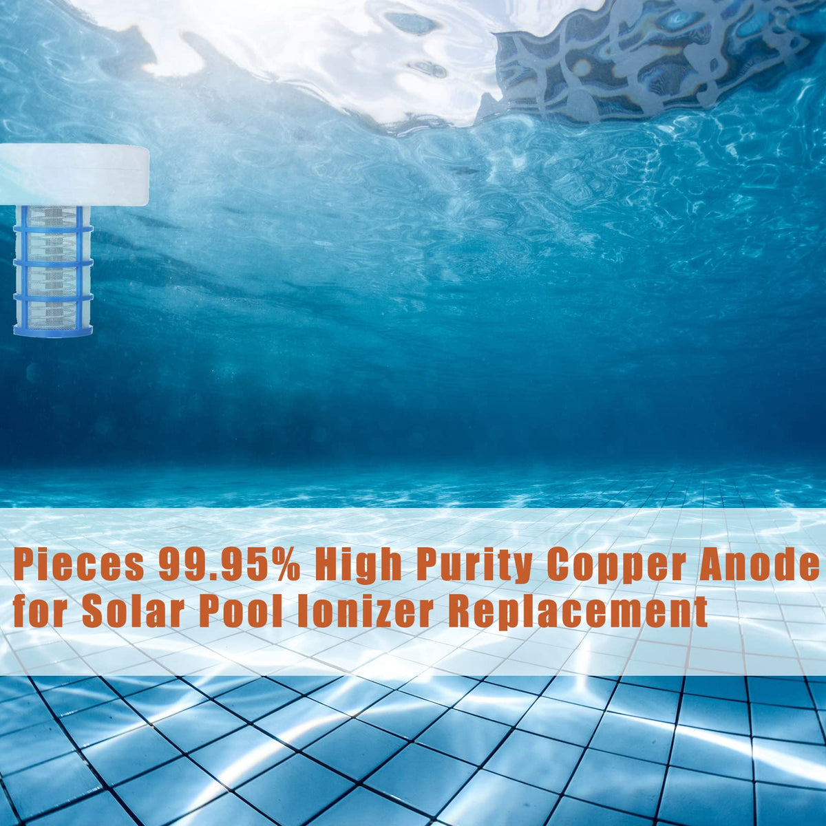 Durable Kittmip copper anode for long-term pool maintenance.
