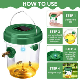 Kittmip yellow solar wasp trap brightens spaces while capturing pests.