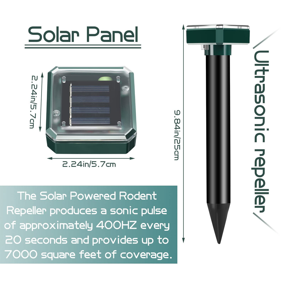 Kittmip ultrasonic deterrent with solar panel ready for outdoor use