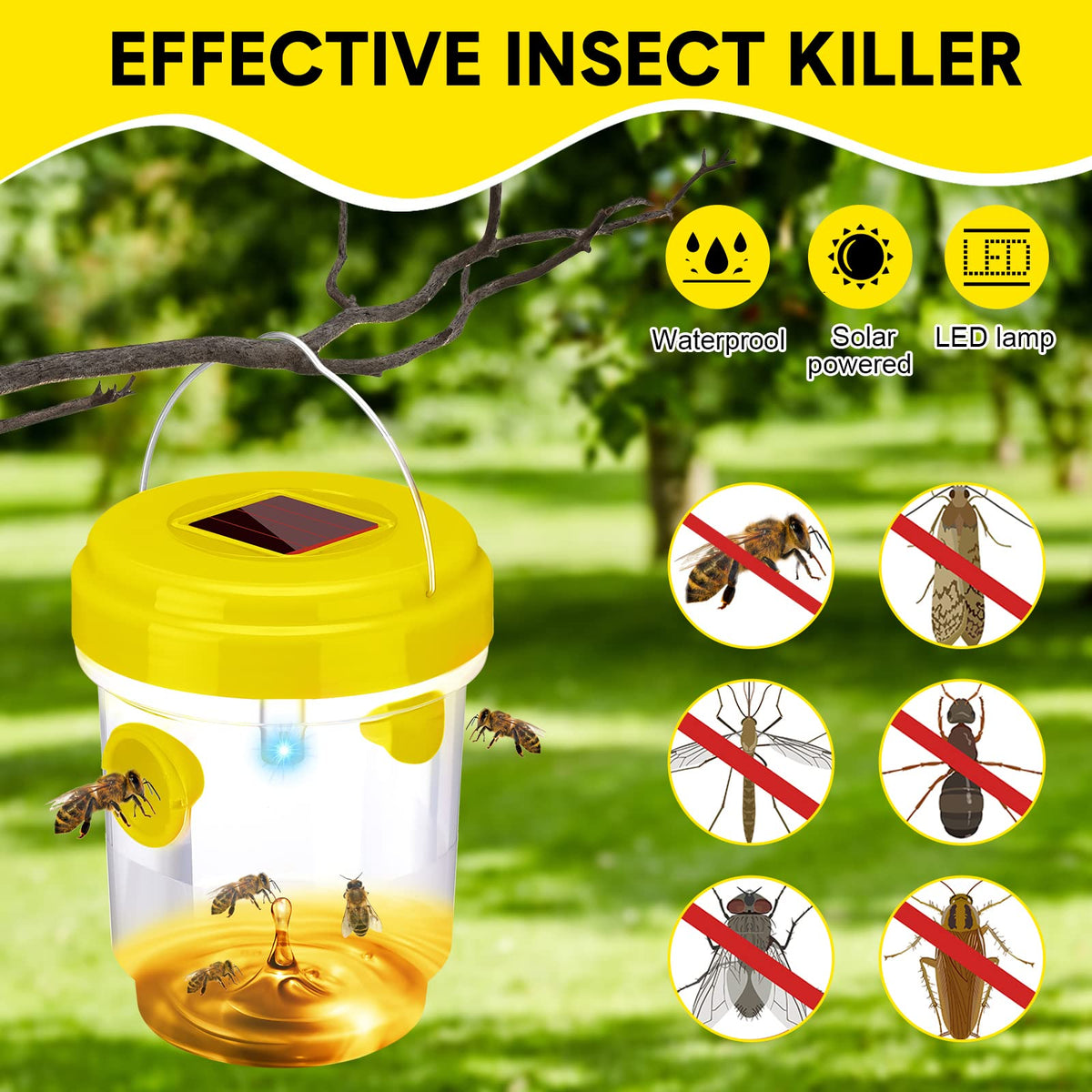 Kittmip Wasp Trap durable plastic and stainless steel design.