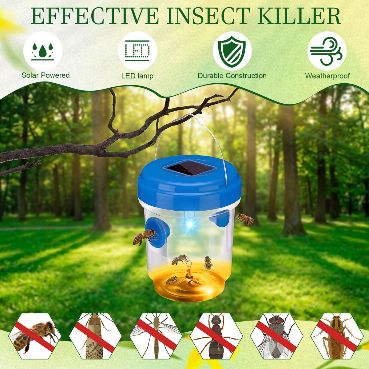 Kittmip Wasp Trap hanging in garden for versatile use