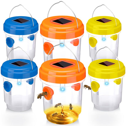 Kittmip Wasp Trap front view with solar UV light attracting insects outdoors
