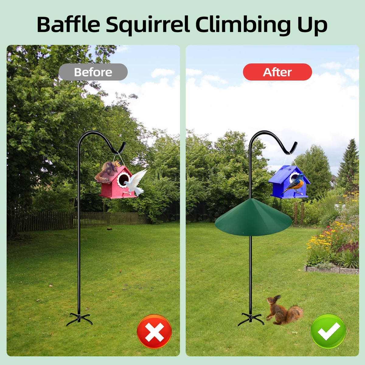 KITVONA green outdoor baffle blends with garden features.