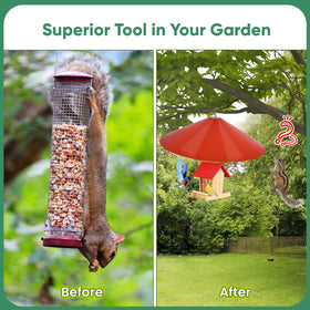KITVONA Squirrel Baffle color options help blend with red, green, or black garden decor