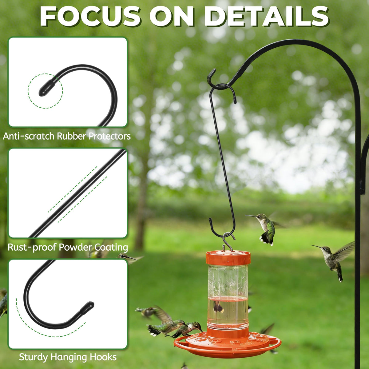 Kitwinney S hook holds wind chimes for added outdoor ambience.
