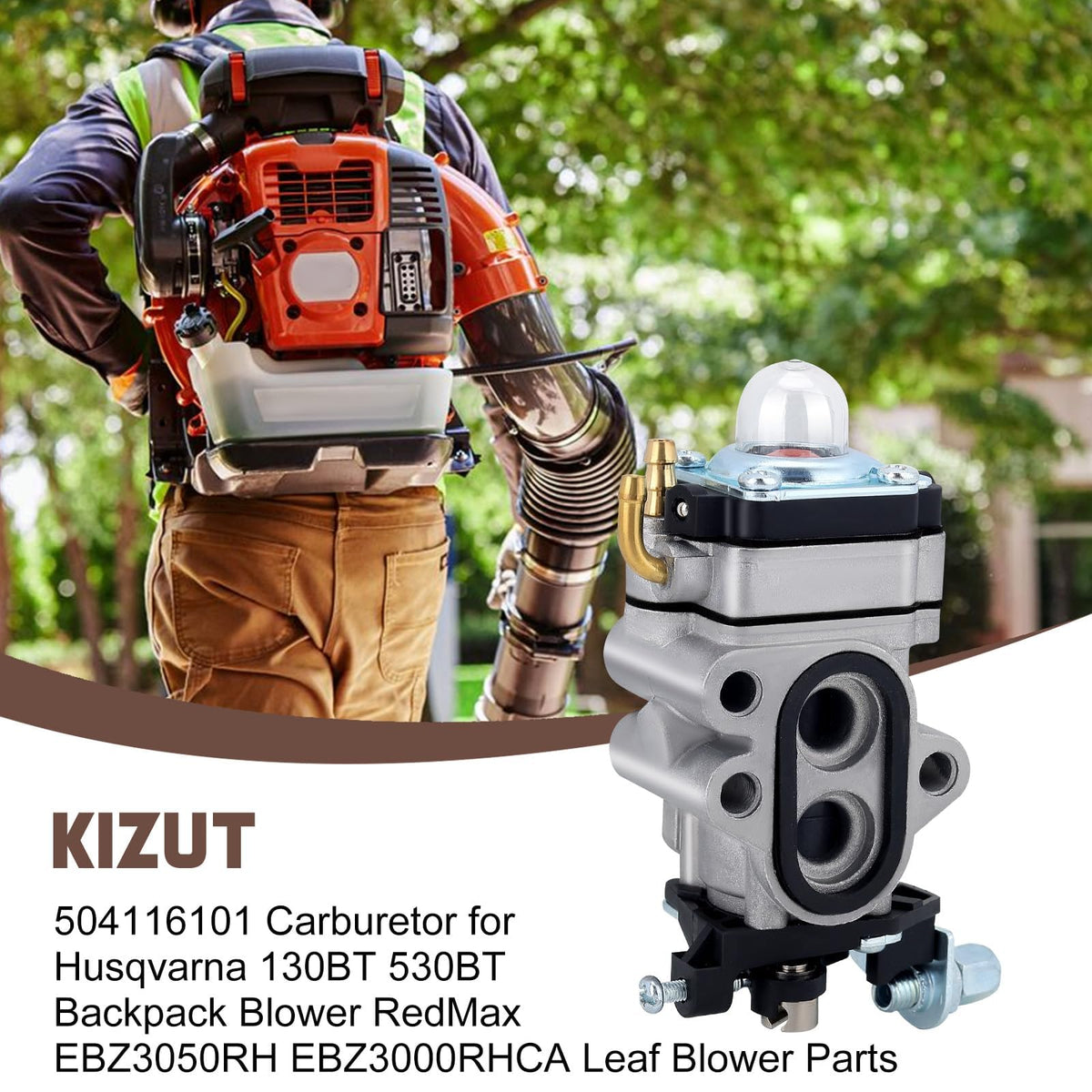 Kizut 130BT carburetor with gasket demonstrates install ready kit for reliable replacement