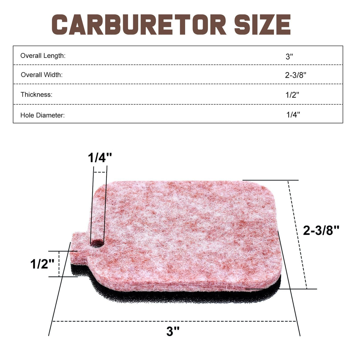 Kizut BR45C backpack blower filter compatible with the kit