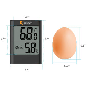 KJCOOSWI digital hygrometer display shows accurate temperature and humidity readings.