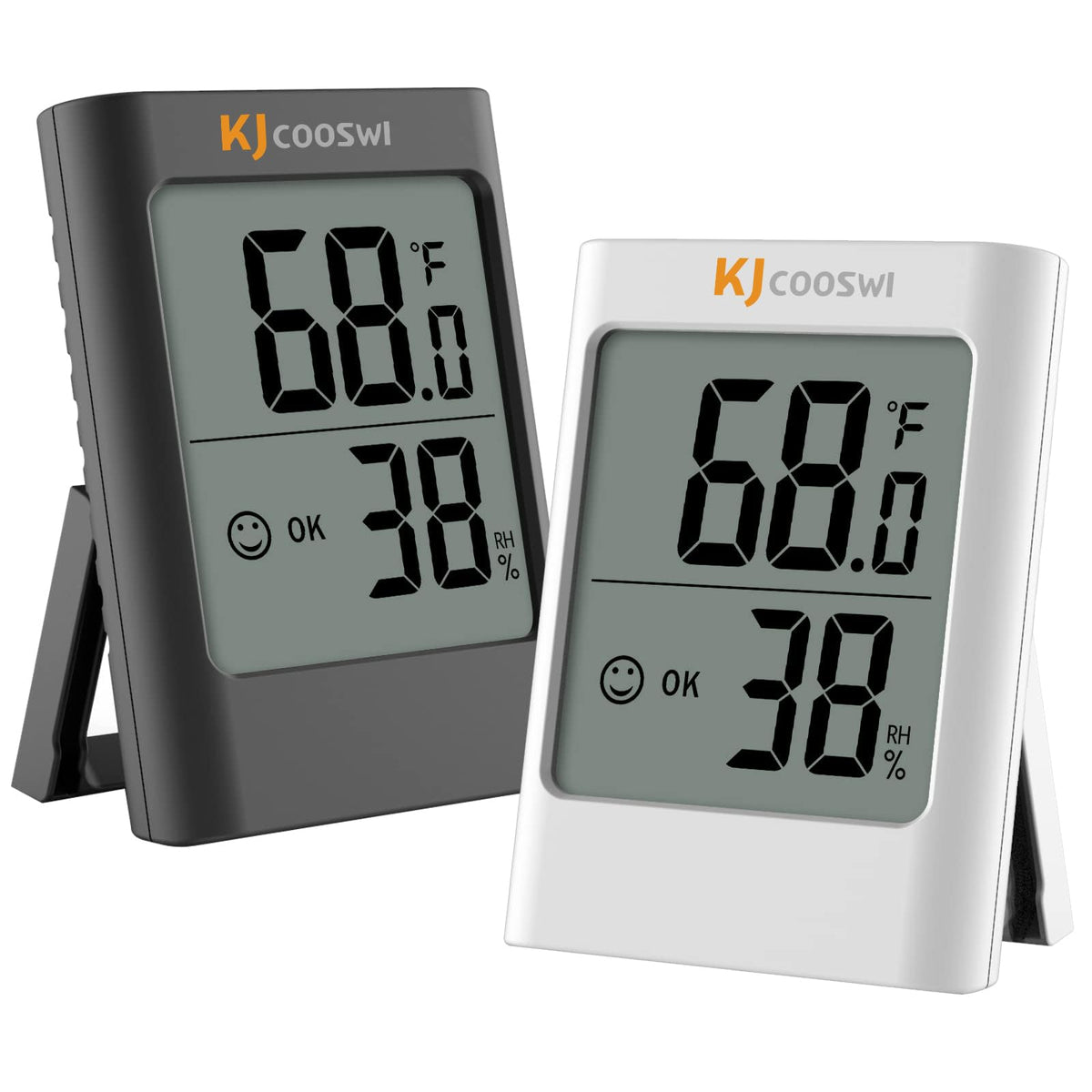 KJCOOSWI humidity gauge 2-pack front view for quick indoor climate checks.