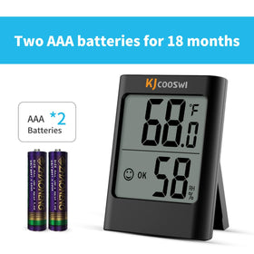 KJCOOSWI room temperature and humidity monitor helps maintain comfortable living spaces.