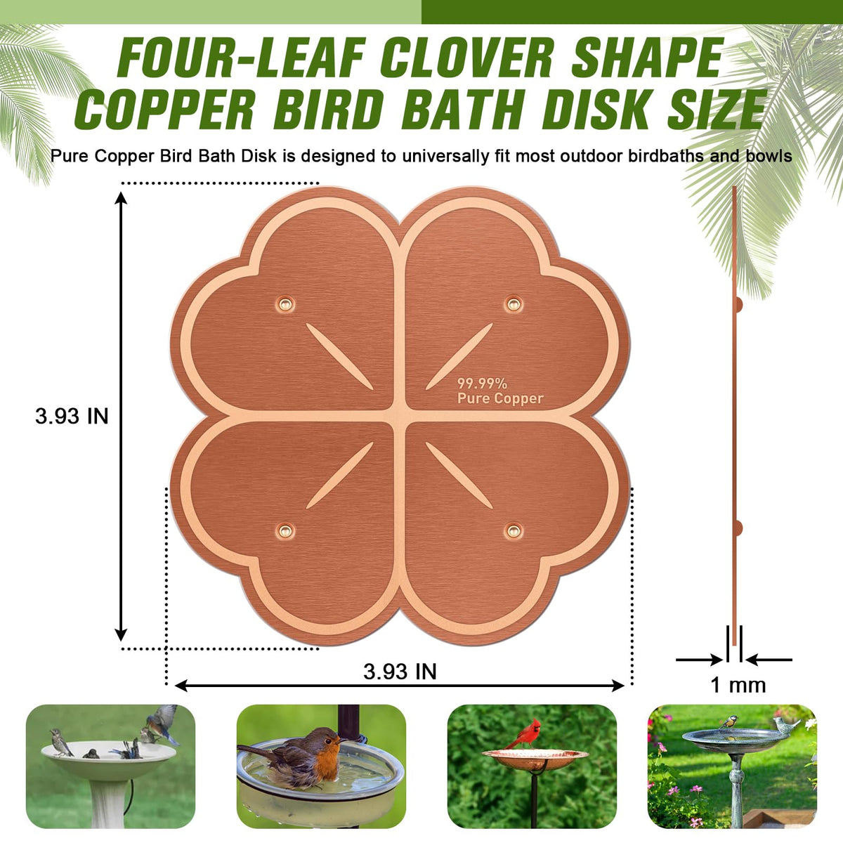 KKilicy bird bath copper disk compatibility for universal fit in outdoor bowls.