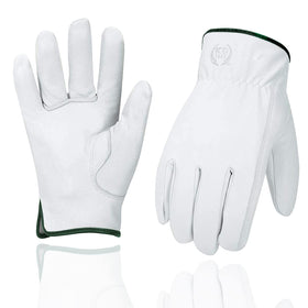 KKOYING Leather Work Gloves close-up of goatskin texture for durability and dexterity