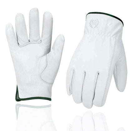 KKOYING Leather Work Gloves close-up of goatskin texture for durability and dexterity