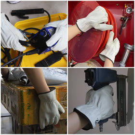 KKOYING Leather Work Gloves seamless index finger close-up indicating abrasion protection