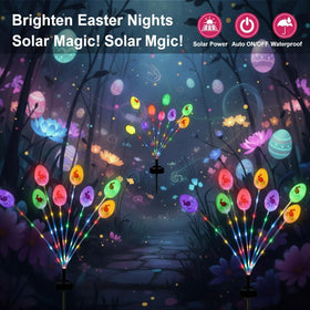 KKZACONL multicolor LED bunny eggs brighten patios and gardens after dusk.