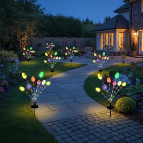 KKZACONL vibrant pathway lights enhance curb appeal during spring.