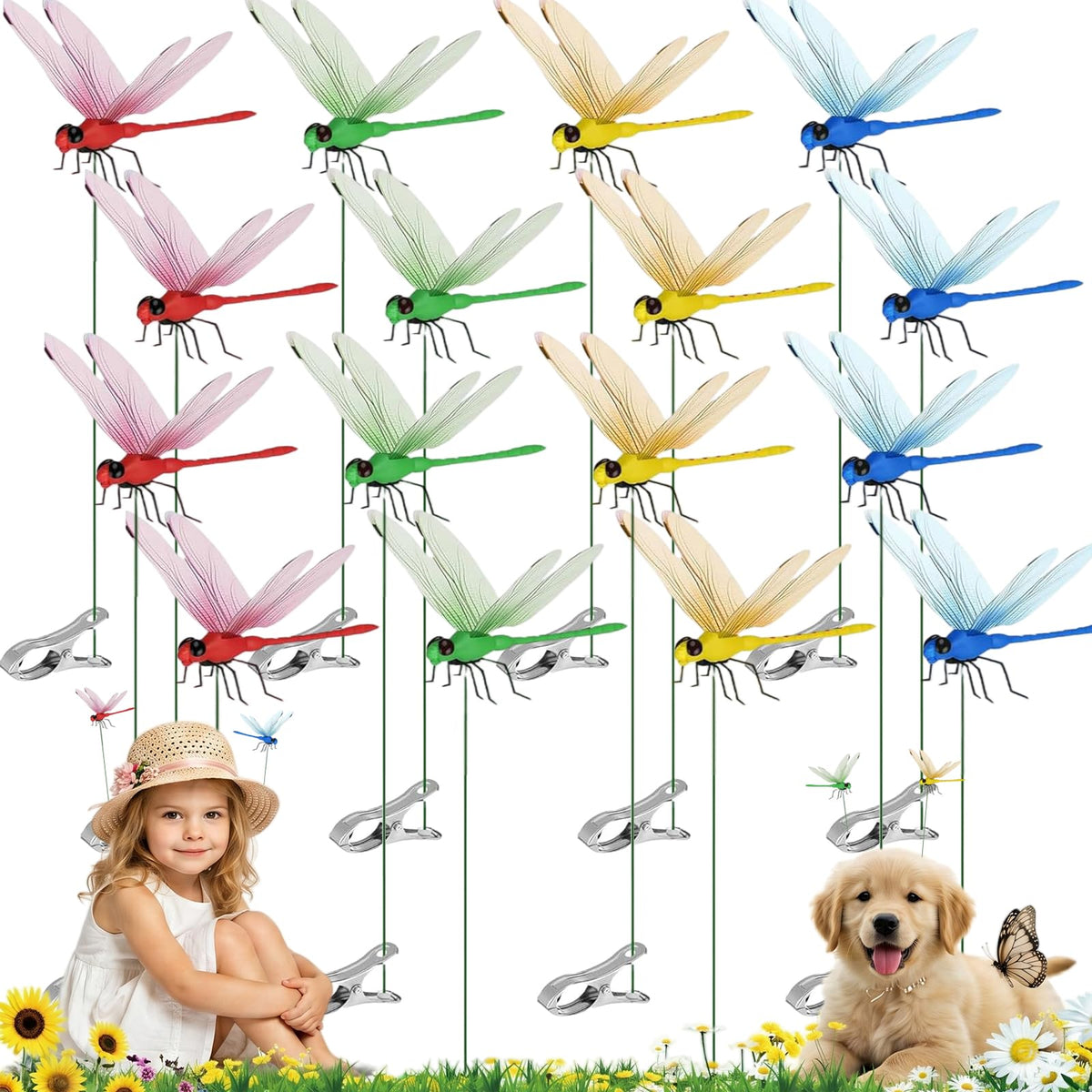 Kleeblatt dragonfly clip 16pcs adds vibrant color and lifelike motion to your garden