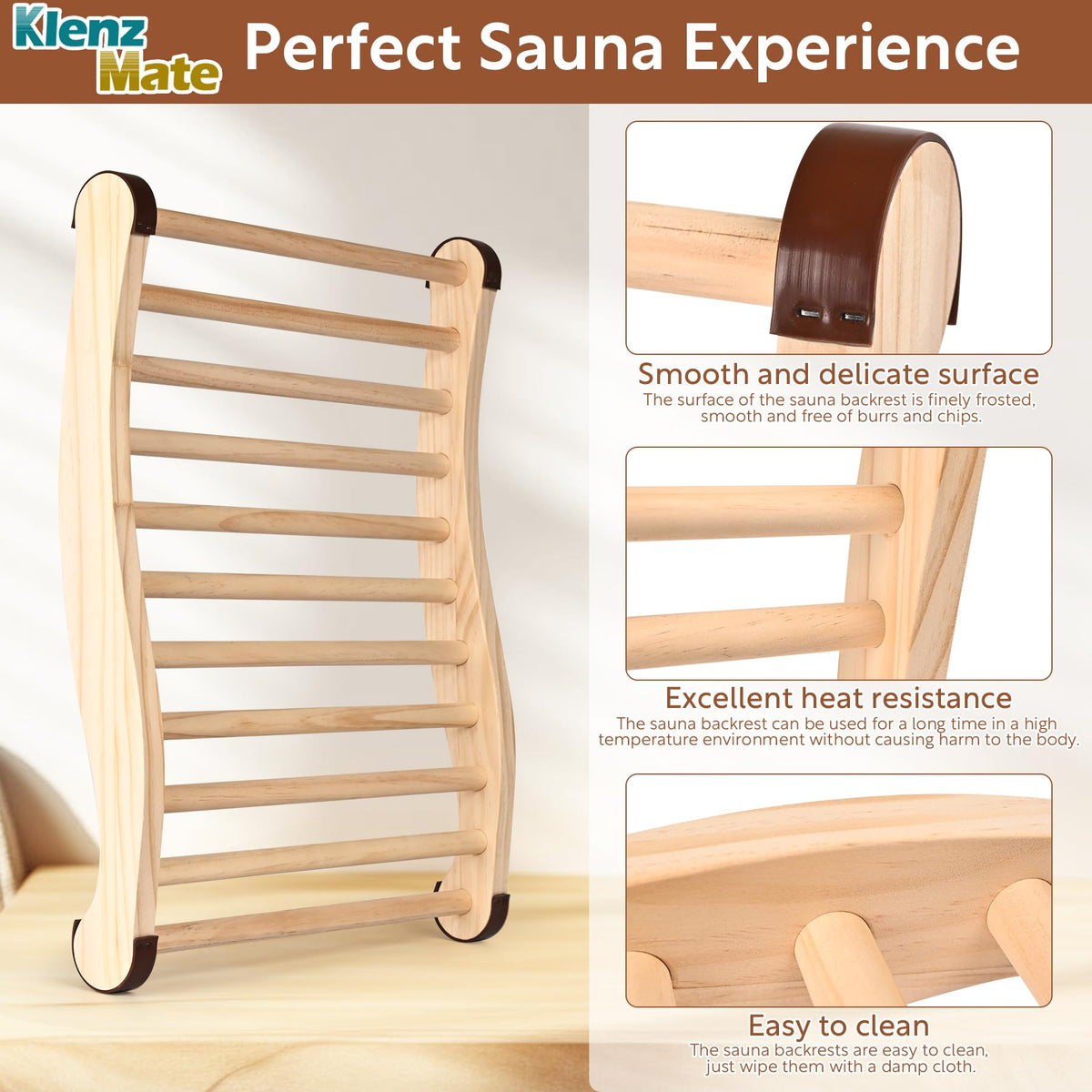 KlenzMate backrest with non-slip pads on ends keeps it steady on benches