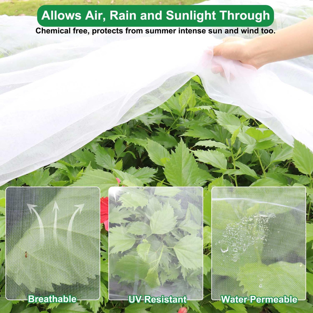 KLEWEE durable lightweight see-through netting designed for long-term use in the garden.
