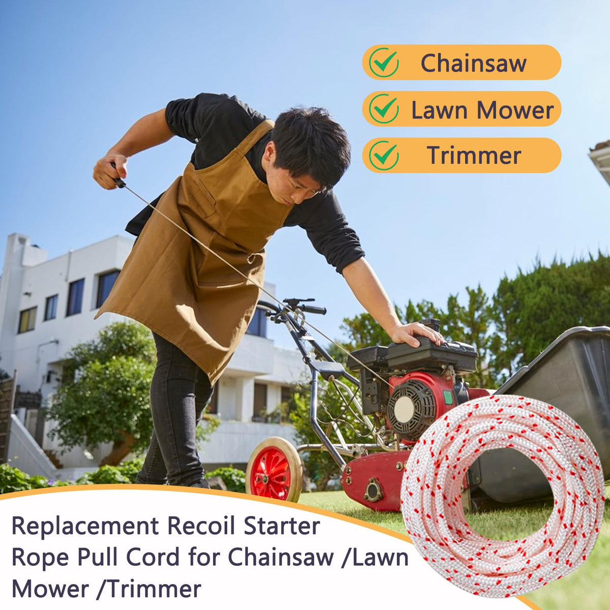 Klfte nylon starter cord weave detail for high-strength performance.