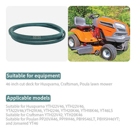 KLMHT 46-inch mower belt installed to support even power transfer.