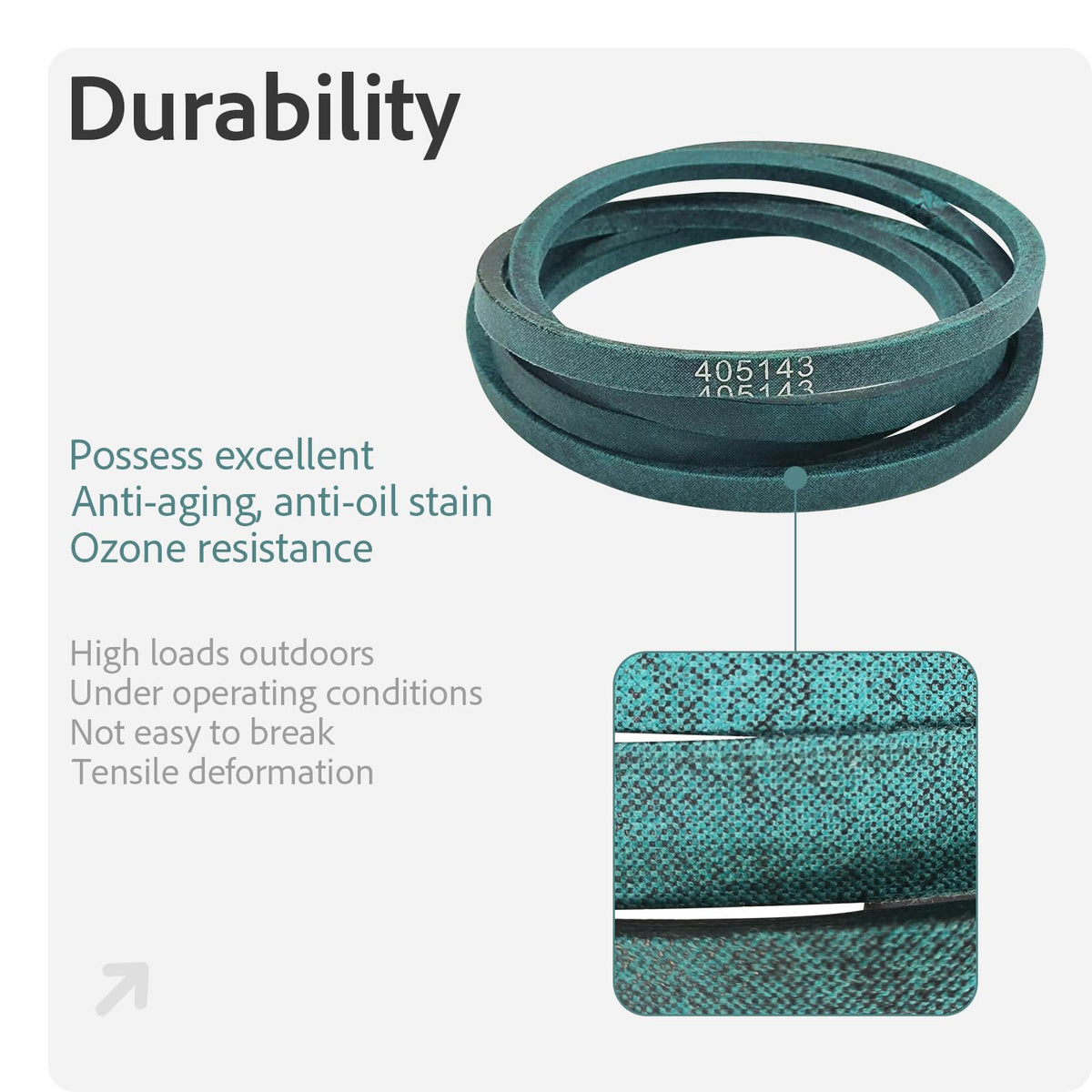 KLMHT replacement belt with Kevlar cord designed for easy installation.