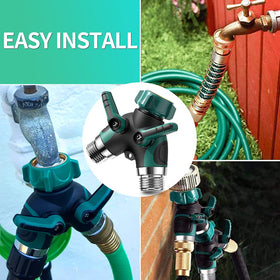 KLMNDUO hose splitter heavy-duty body provides durable outdoor performance.