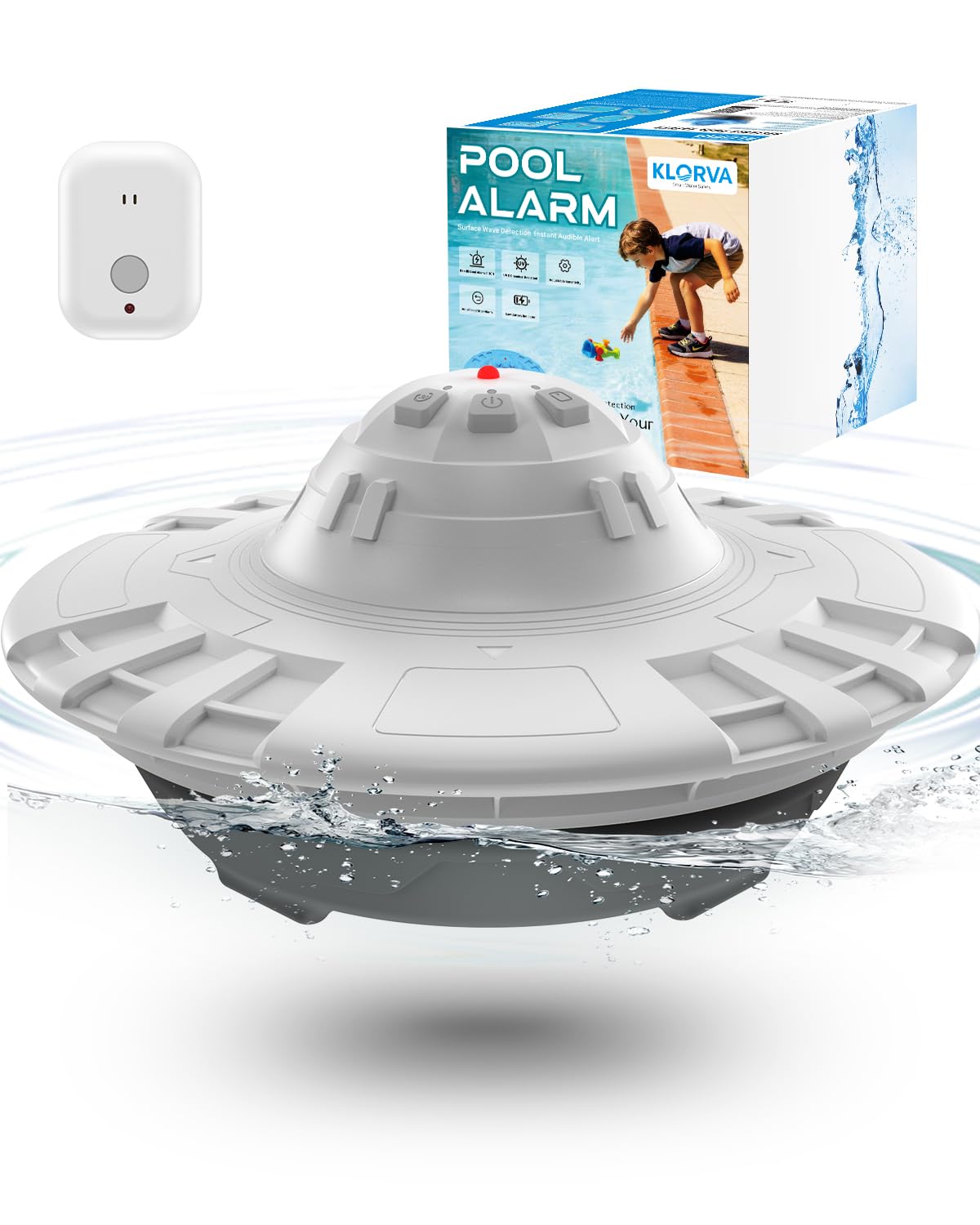 KLORVA pool alarm over a 20x40 ft pool delivering quick safety alerts