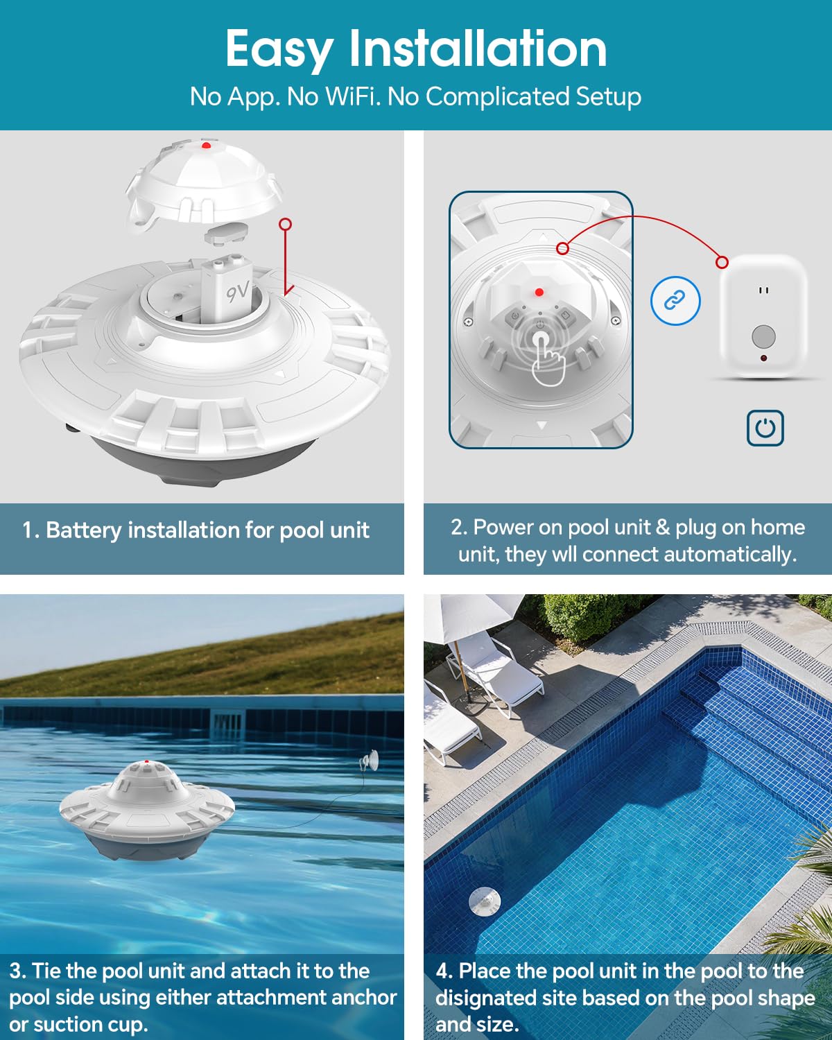 KLORVA pool alarm protects kids and pets with water-entry detection