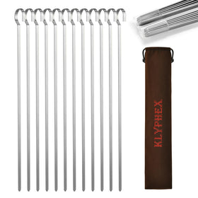 Klyphex flat-tip stainless skewers for steady kabobs on the grill.