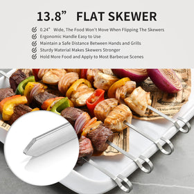 Klyphex 13.8-inch skewers provide versatile grilling fit.