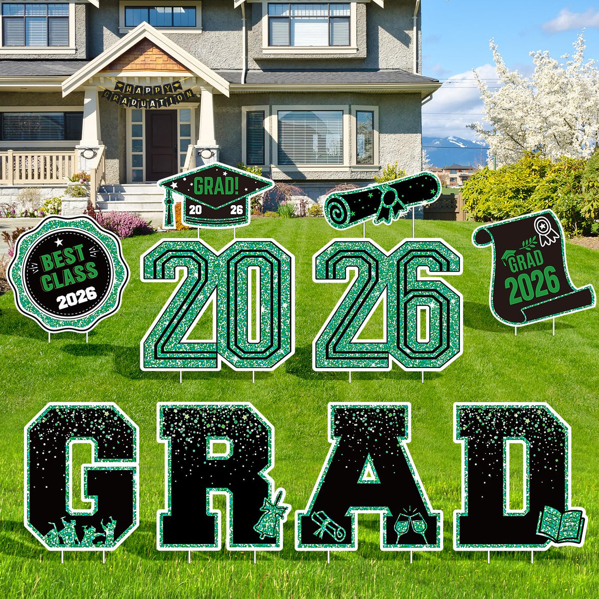 KLYRO 2026 graduation yard sign set, bright outdoor display for celebrations