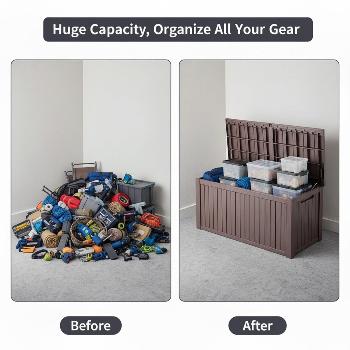 KMBOHE lockable lid deck box secures valuables outdoors