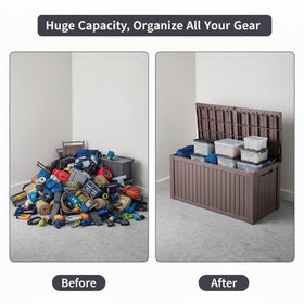 KMBOHE lockable lid deck box secures valuables outdoors