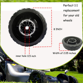 KMHGD 8-inch diameter wheel supports stable mowing and even traction.