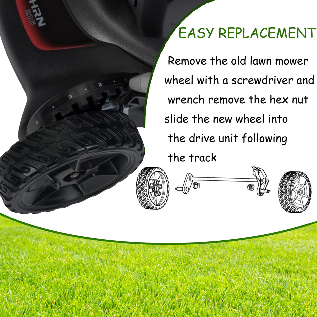 KMHGD durable lawn mower wheels, long-lasting performance with warranty coverage.