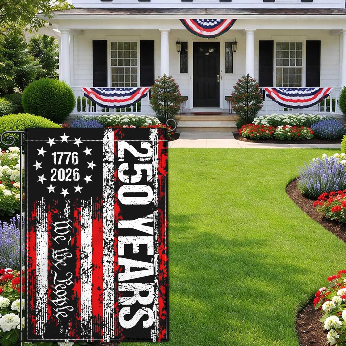 Kmxzint American flag 250-year design for garden or porch display.