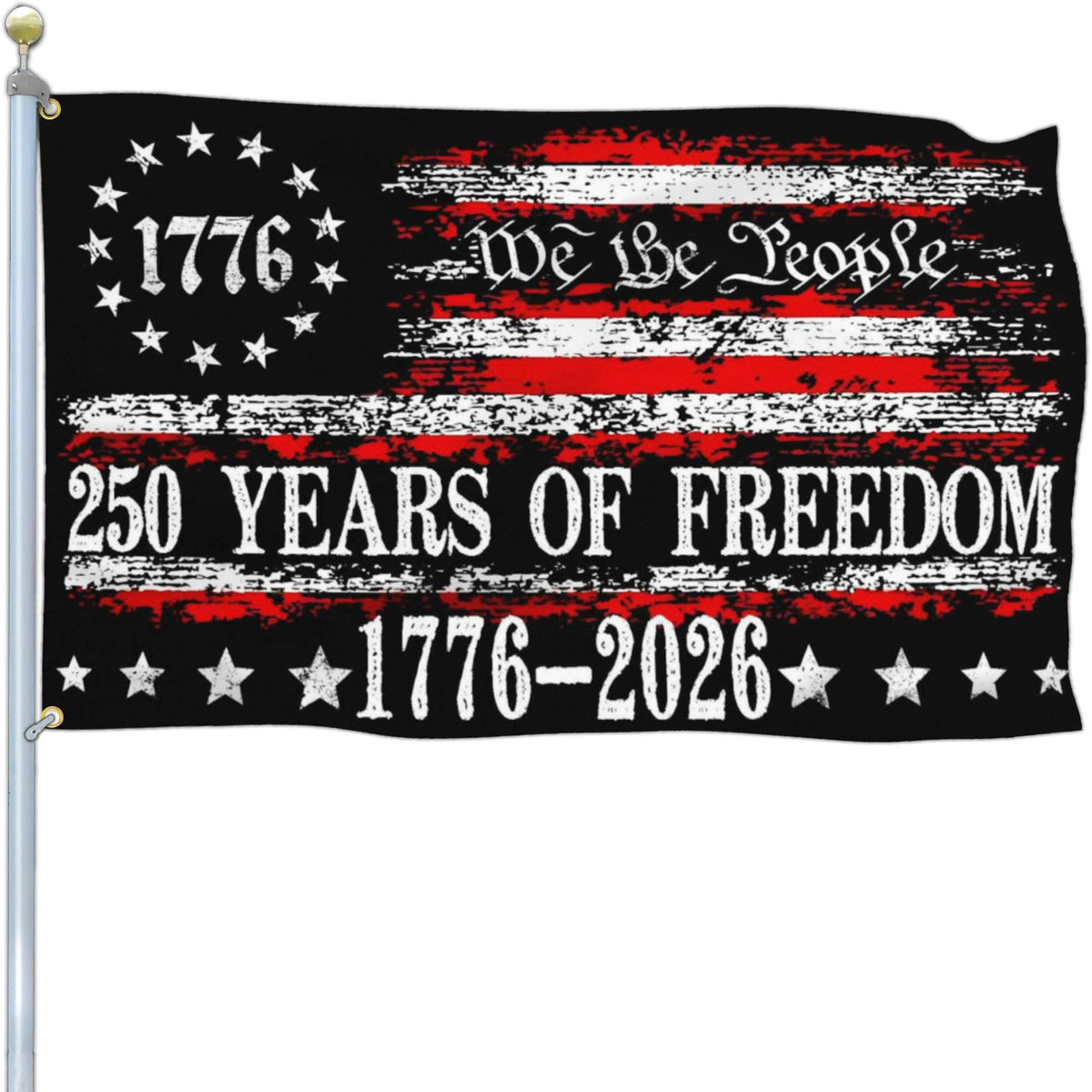 Kmxzint Betsy Ross 250th flag front view for outdoor display.