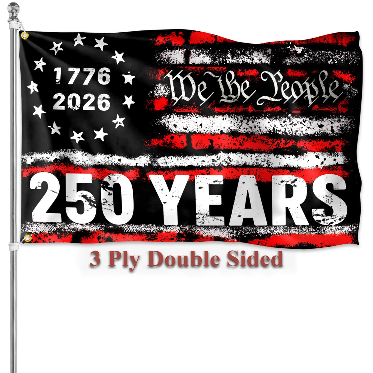 KNAPAL 250th anniversary flag 3x5 ft outdoors double-sided, durable patriotic decor