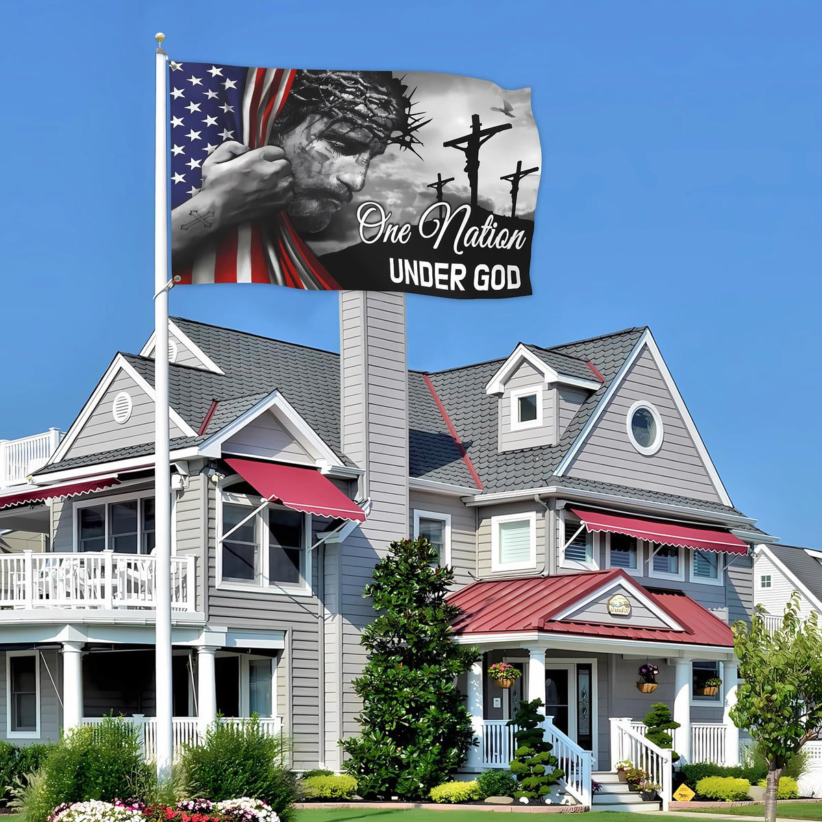 KNAPAL 3x5 ft outdoor flag hanging easily on a pole.