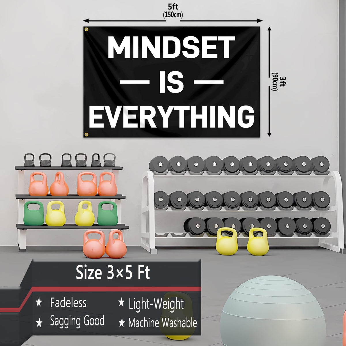 KNAPAL Mindset is Everything double-sided flag boosts room focus