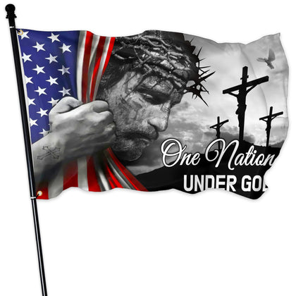 KNAPAL One Nation Under God flag with durable material for outdoor use.