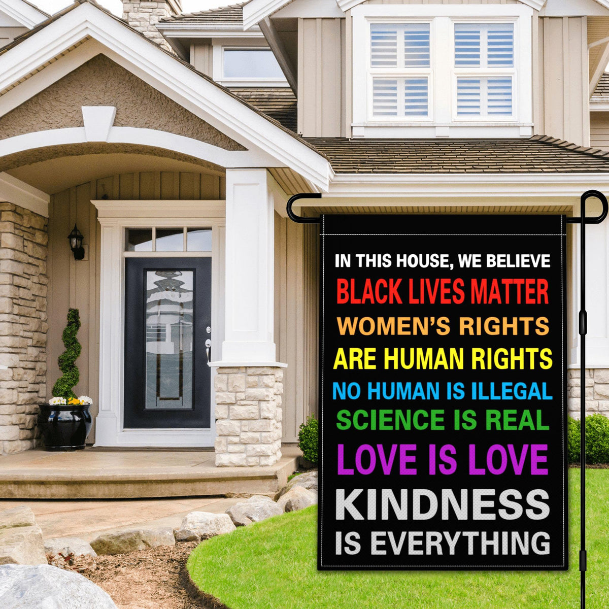 KNAPAL science-is-real-flag double-sided, vivid colors for visible messages from both sides.