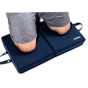Kneejoys extra-thick knee pad folded with handle for easy transport.