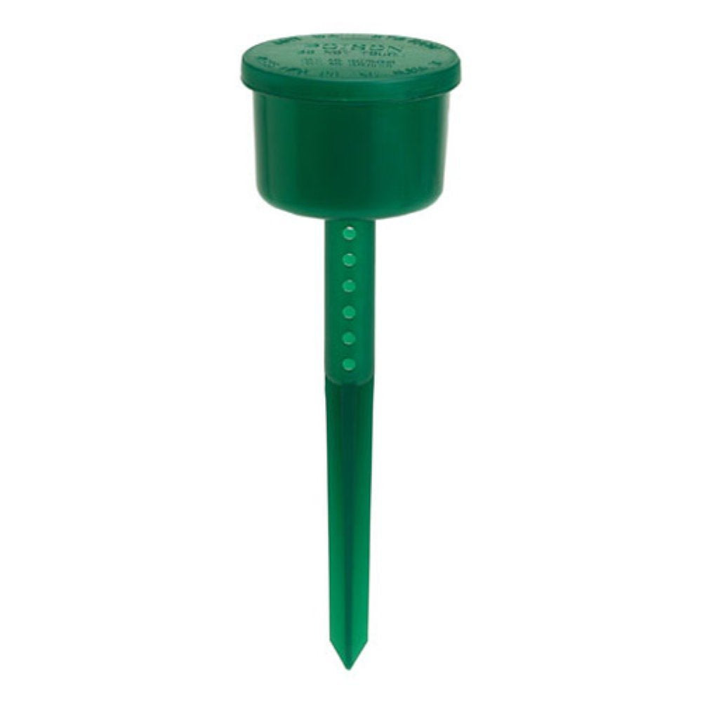 Kness Green Ants-No-More bait station in yard protects bait from rain for longer use